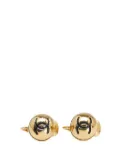 CHANEL Pre-Owned 1950-1970 Gold Plated CC Button Clip On Earrings costume earrings