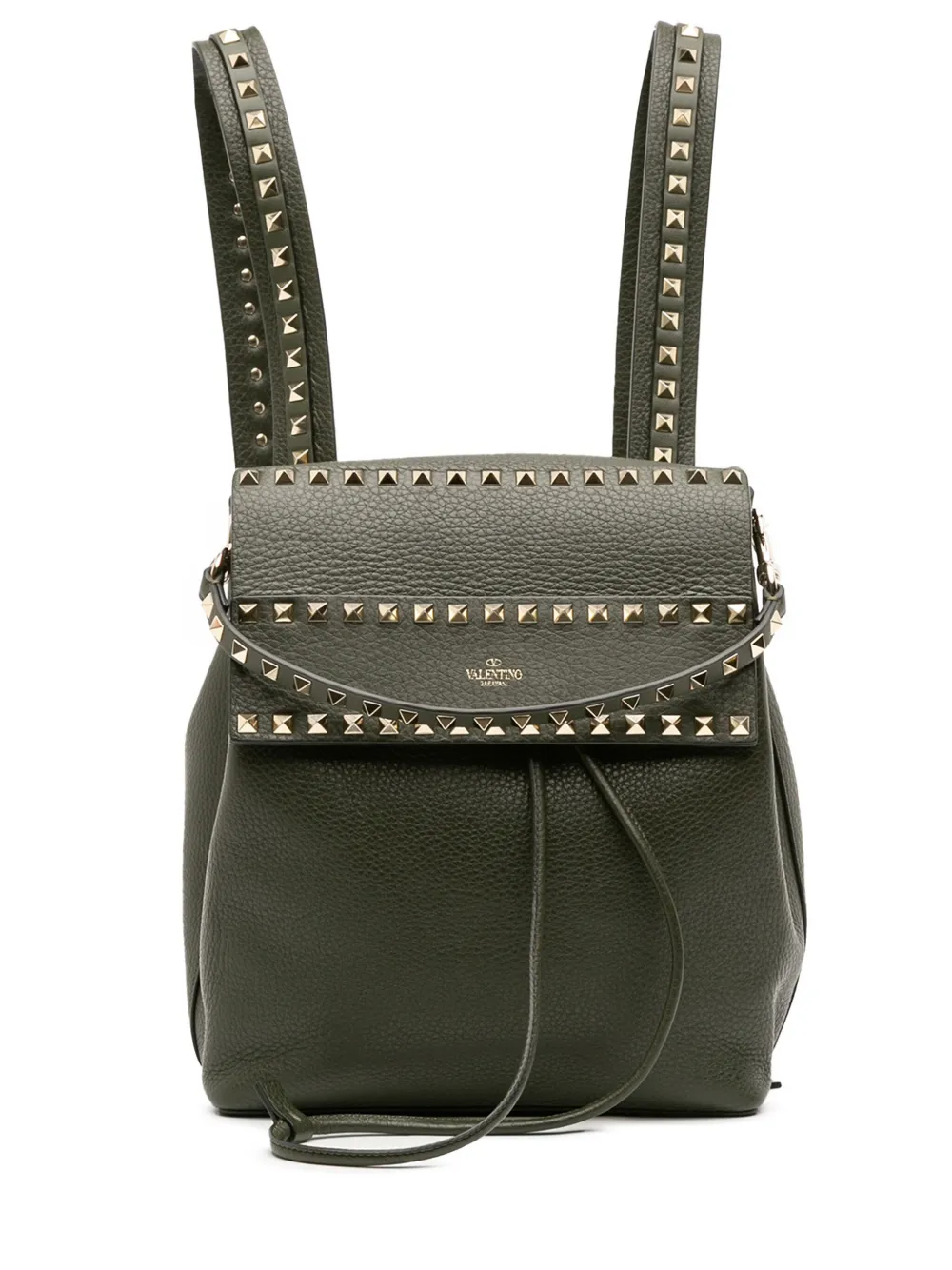 Valentino Garavani Pre-Owned 2018-2025 Grained Calfskin Rockstud Flap backpack | Green | Image 1
