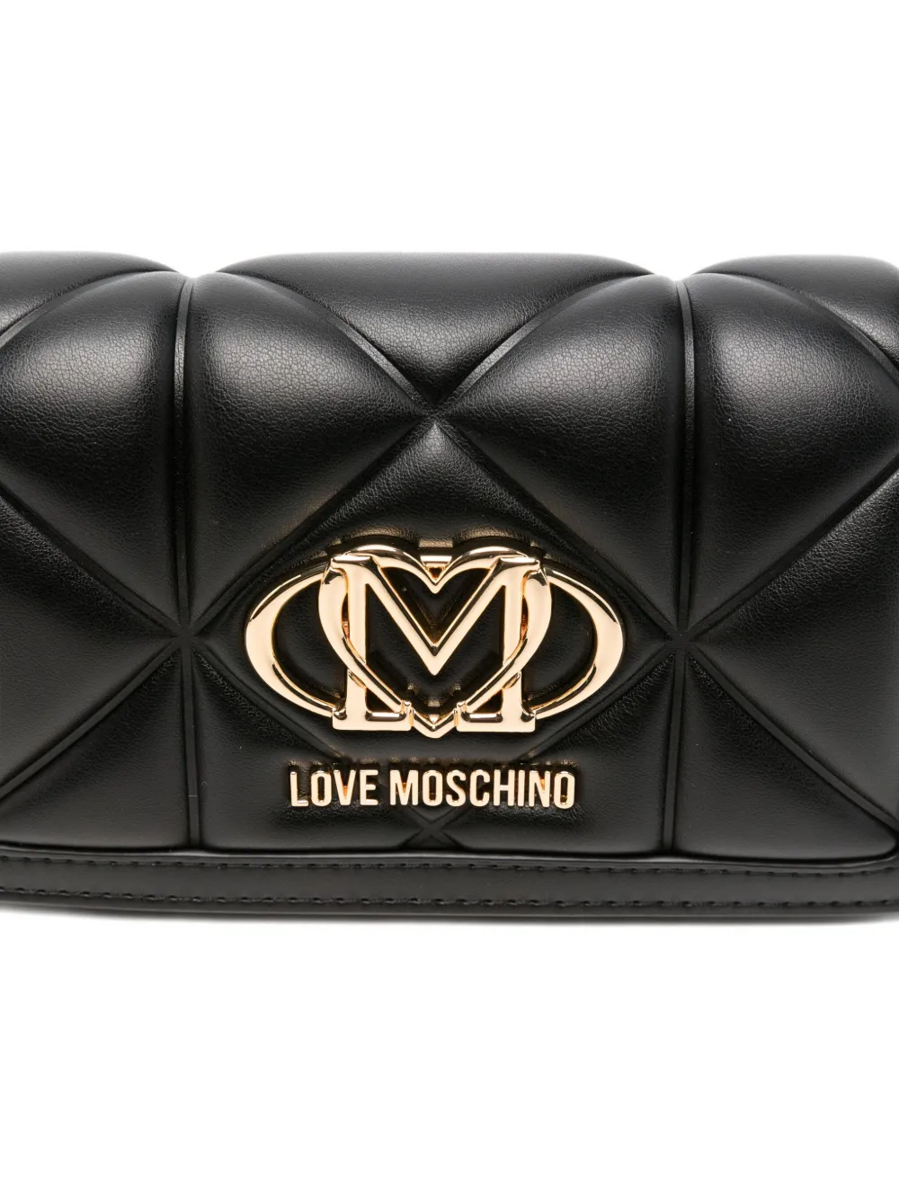 Love Moschino Logo-plaque Quilted Clutch Bag In Black
