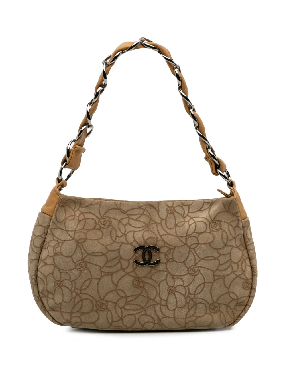 CHANEL Pre-Owned 2004-2005 CC Suede Camellia Hobo shoulder bag - Braun