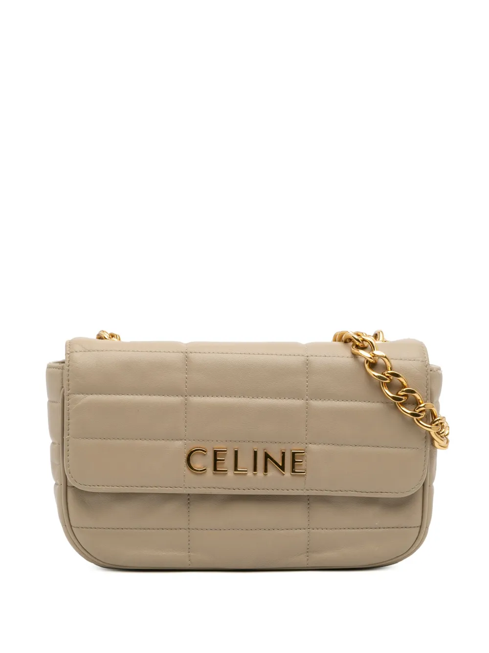 Celine Pre-Owned 2022 Matelasse Goatskin Monochrome Chain shoulder bag | Brown | Image 1
