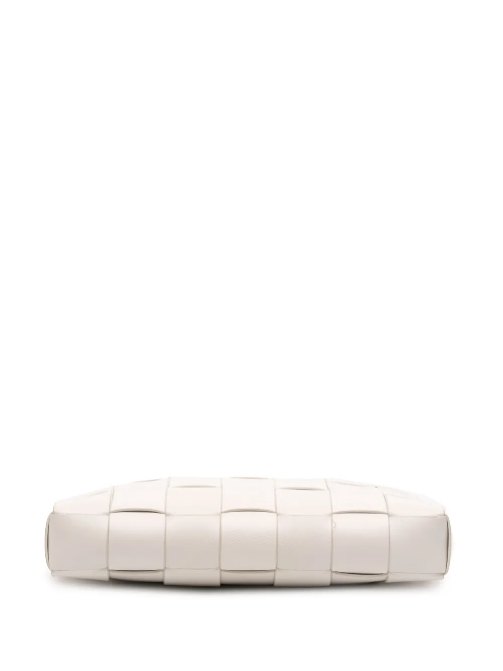 Pre-owned Bottega Veneta 2012-2025 Lambskin Maxi Intrecciato The Snap Clutch Bag In White
