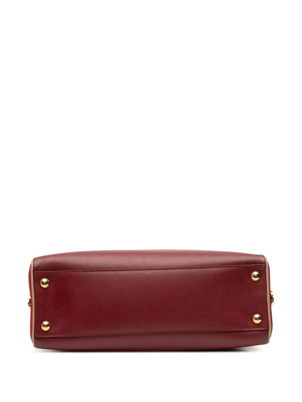 Pre-owned Prada 2000-2025 Saffiano Lux Pyramid Frame Top Handle Bag Handbag In Red
