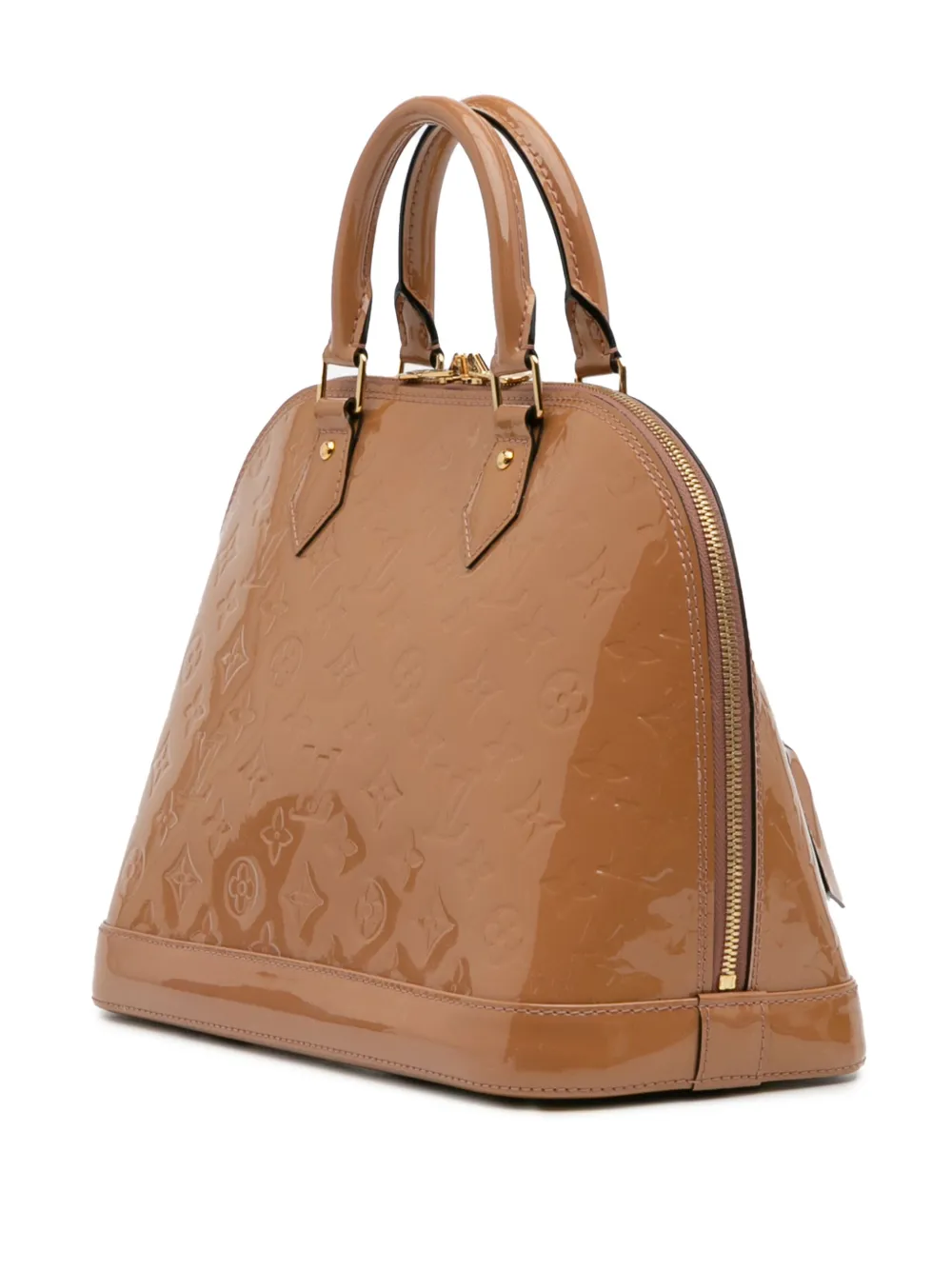 Pre-owned Louis Vuitton 2013 Monogram Vernis Alma Pm Handbag In Brown