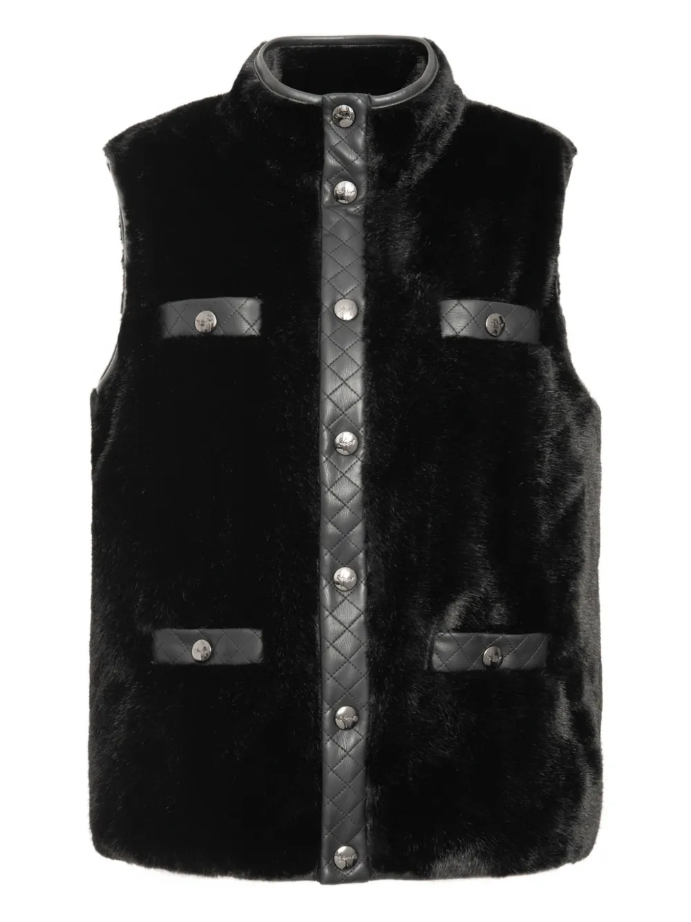 WEILL PARIS quilted bi-material sleeveless gilet | Black | Image 1