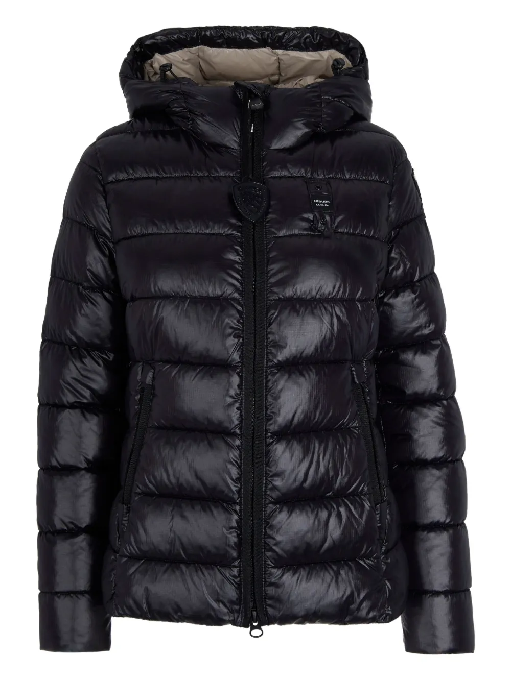 Blauer Logo-patch Puffer Jacket In Black