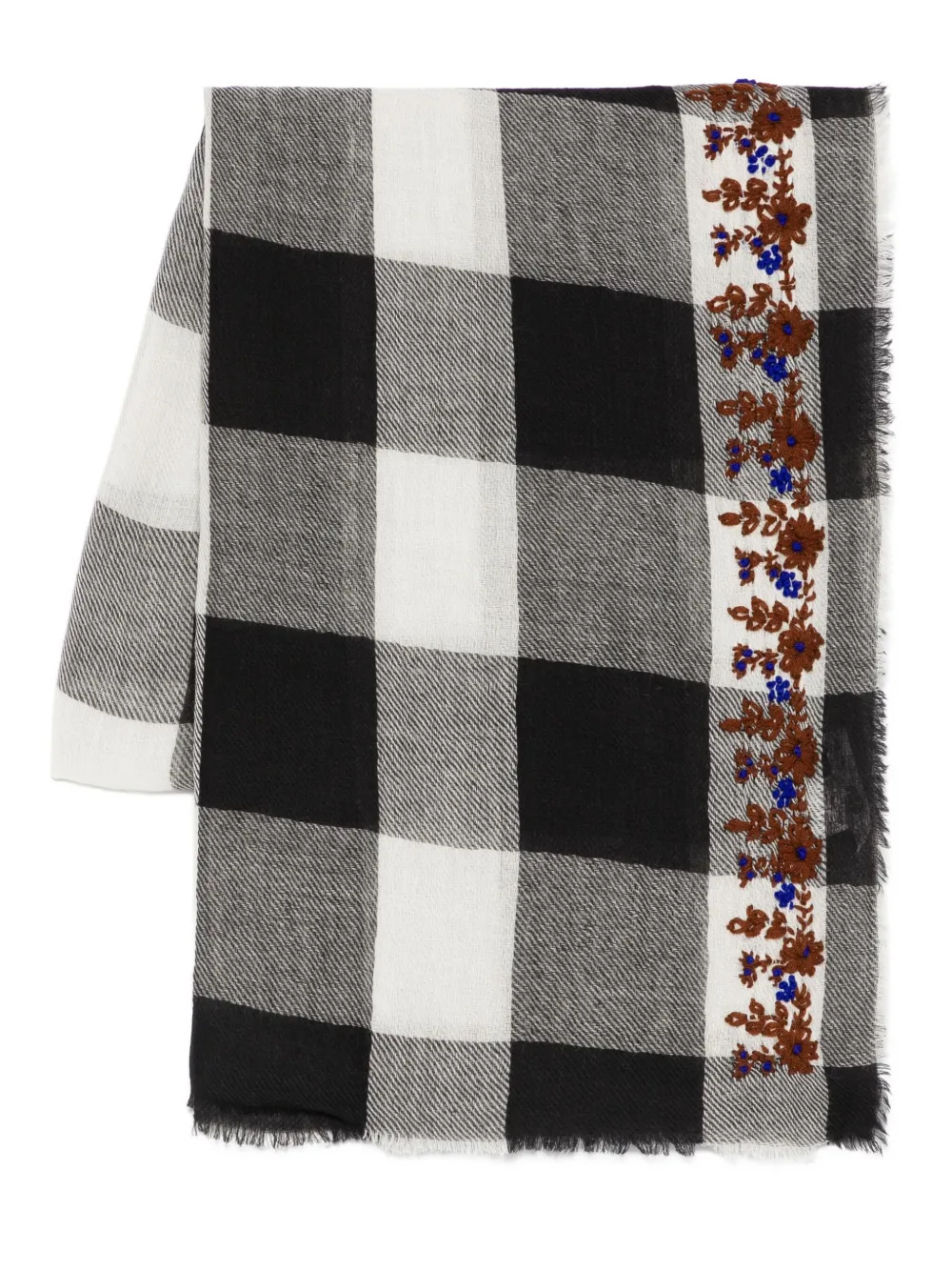 SGOMBERO CANTINE floral-embroidered checked scarf | Black | Image 1