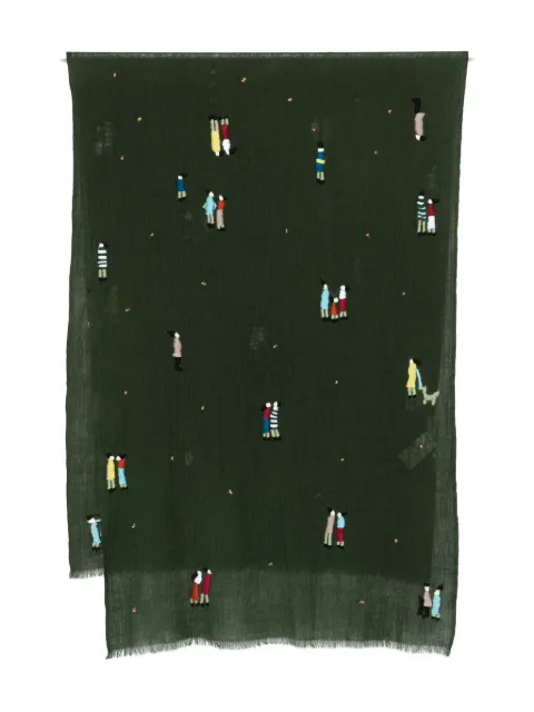 SGOMBERO CANTINE embroidered frayed-edge scarf