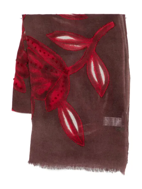 SGOMBERO CANTINE floral-appliqué fringed scarf