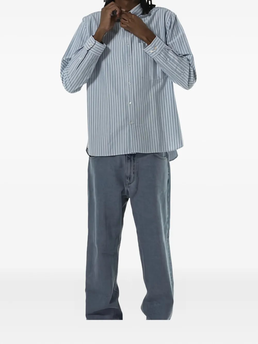Goodies Sportive striped patch-pocket shirt - Blauw