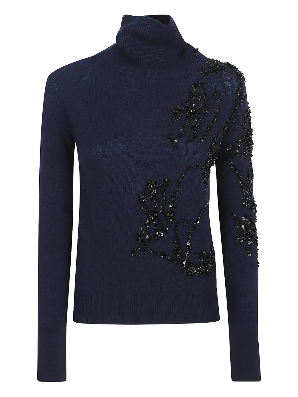 Ermanno Scervino Sequin-embellished Turtleneck Sweater In Blue