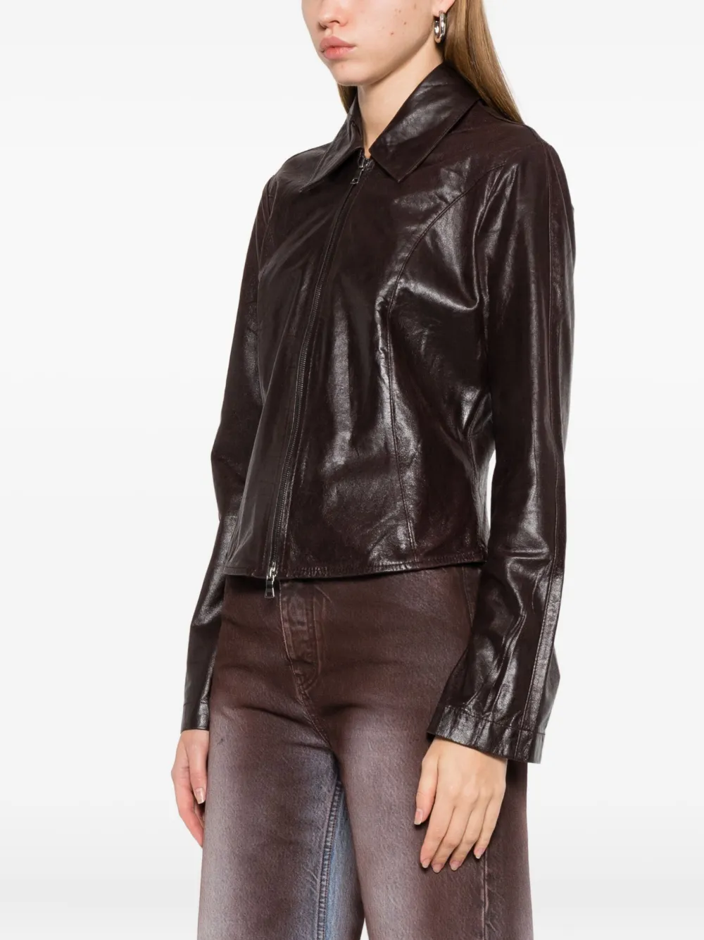 Hope Zip-fastening Leather Jacket In Brown