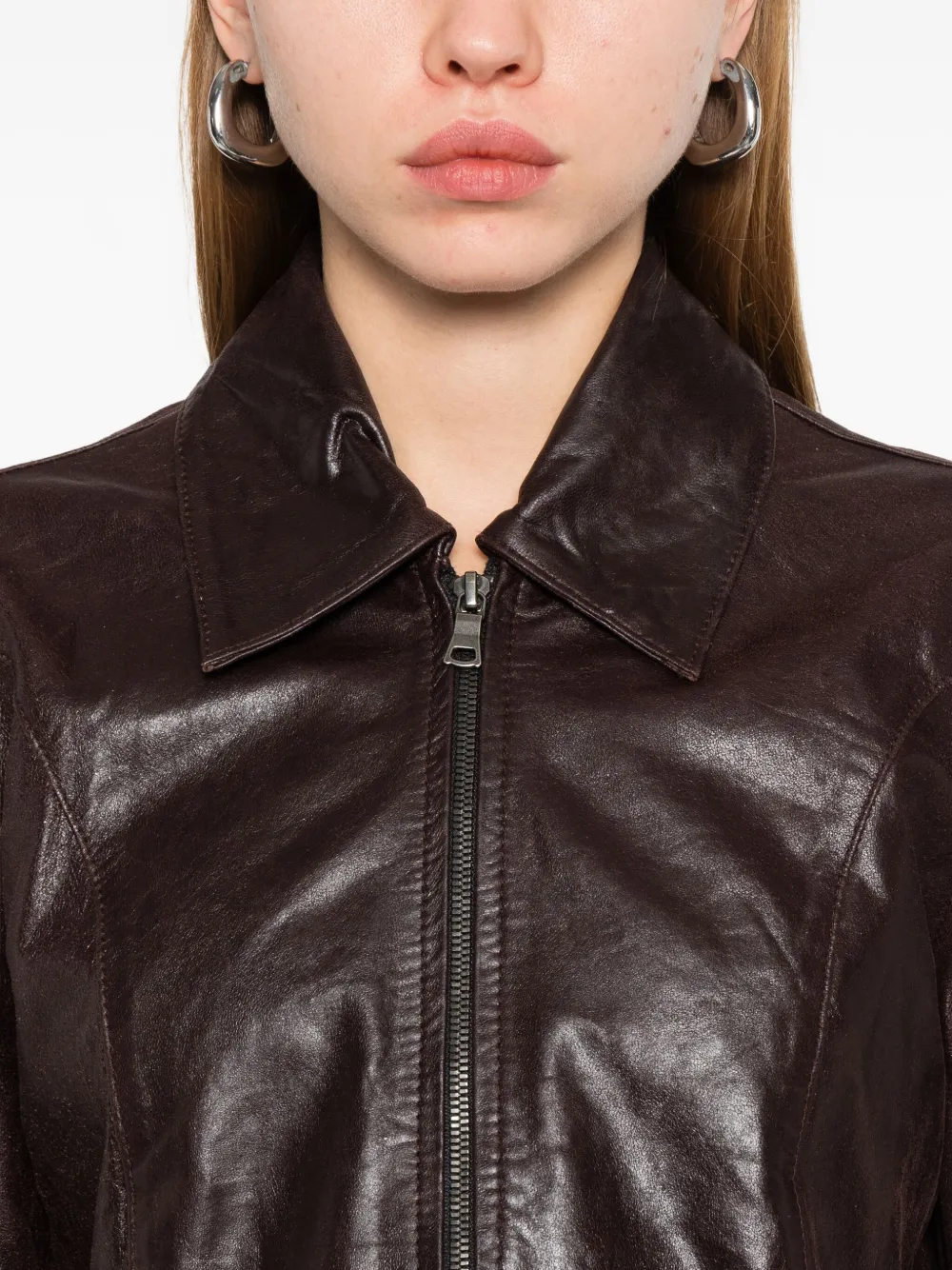 Hope Zip-fastening Leather Jacket In Brown