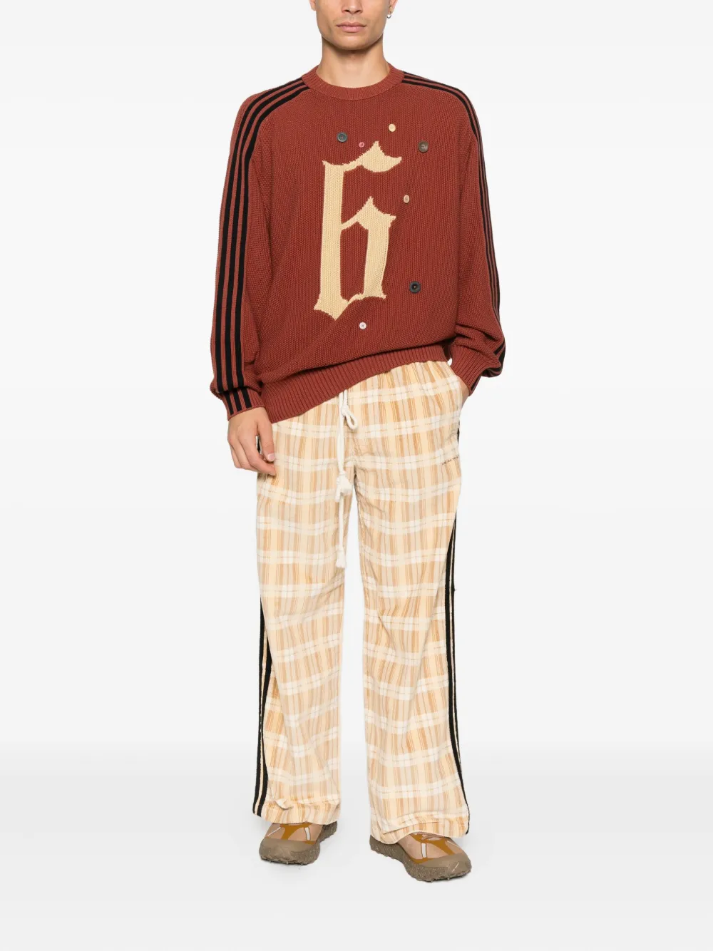 Song For The Mute ADI006 stripe button sweater | Knitted Sweaters | Image 2