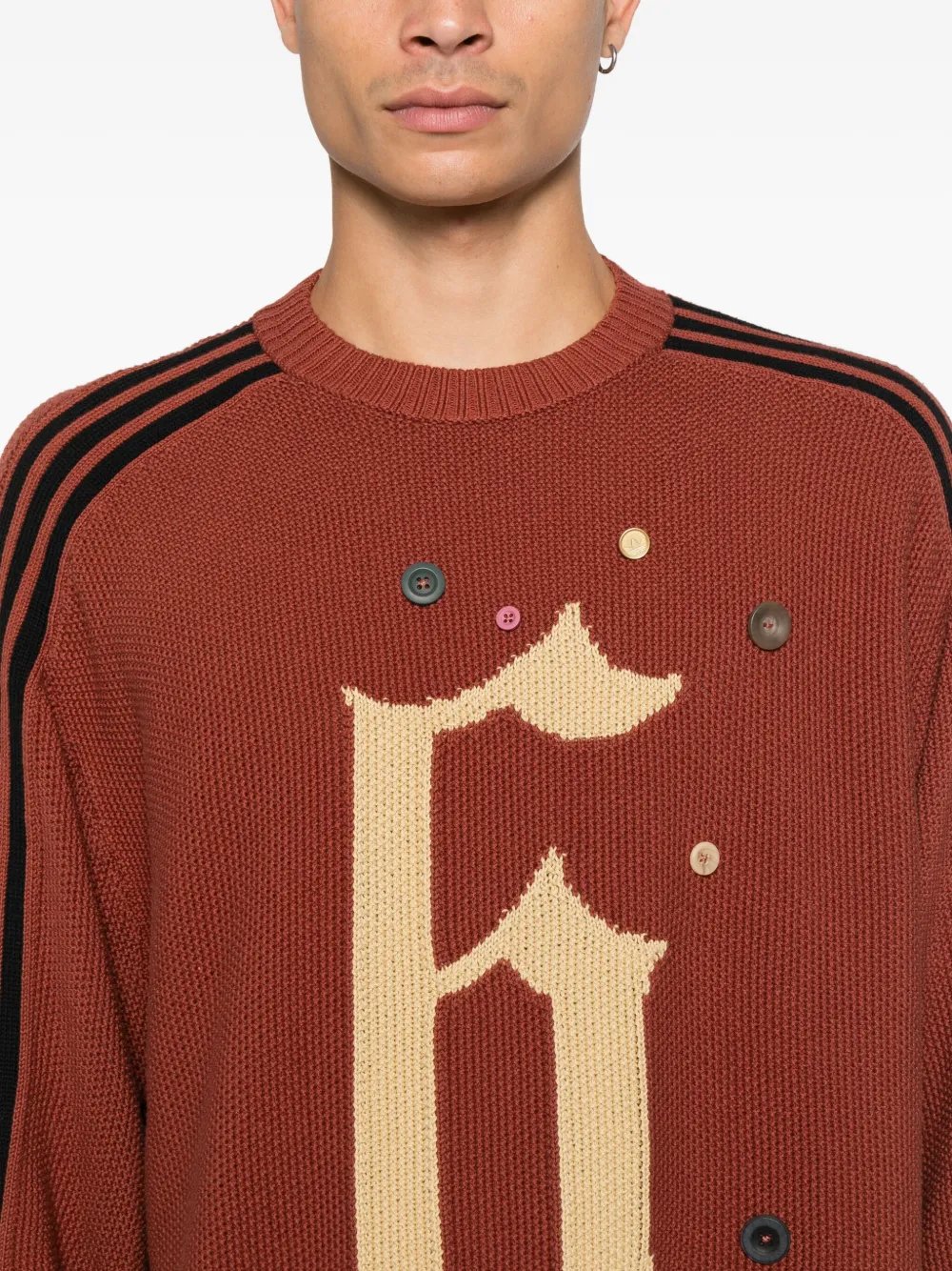 adidas ADI006 gestreepte trui met knoop Bruin