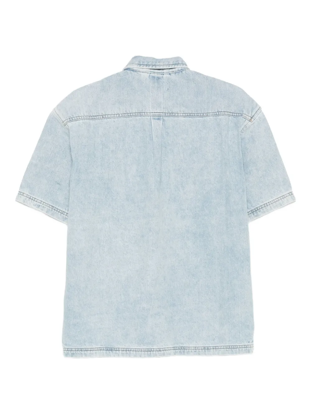 Replay Overhemd met logopatch en korte mouwen - Blauw