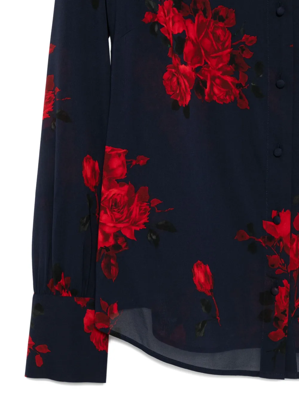Blugirl Silk Blend Blouse With Floral Prints In Black