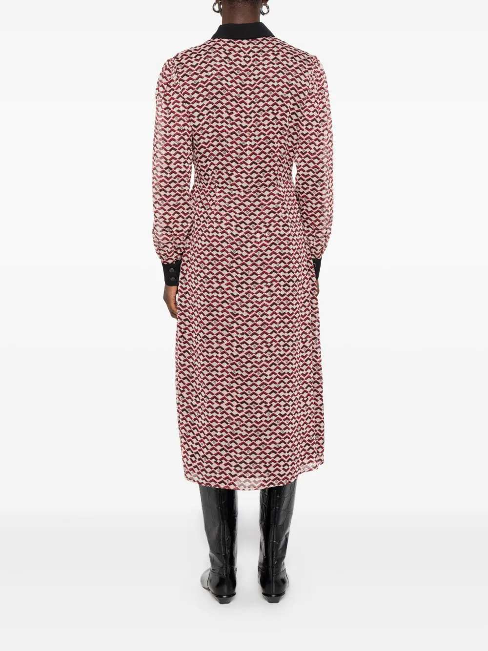 LIU JO Jurk met geometrisch patroon en kraag Beige