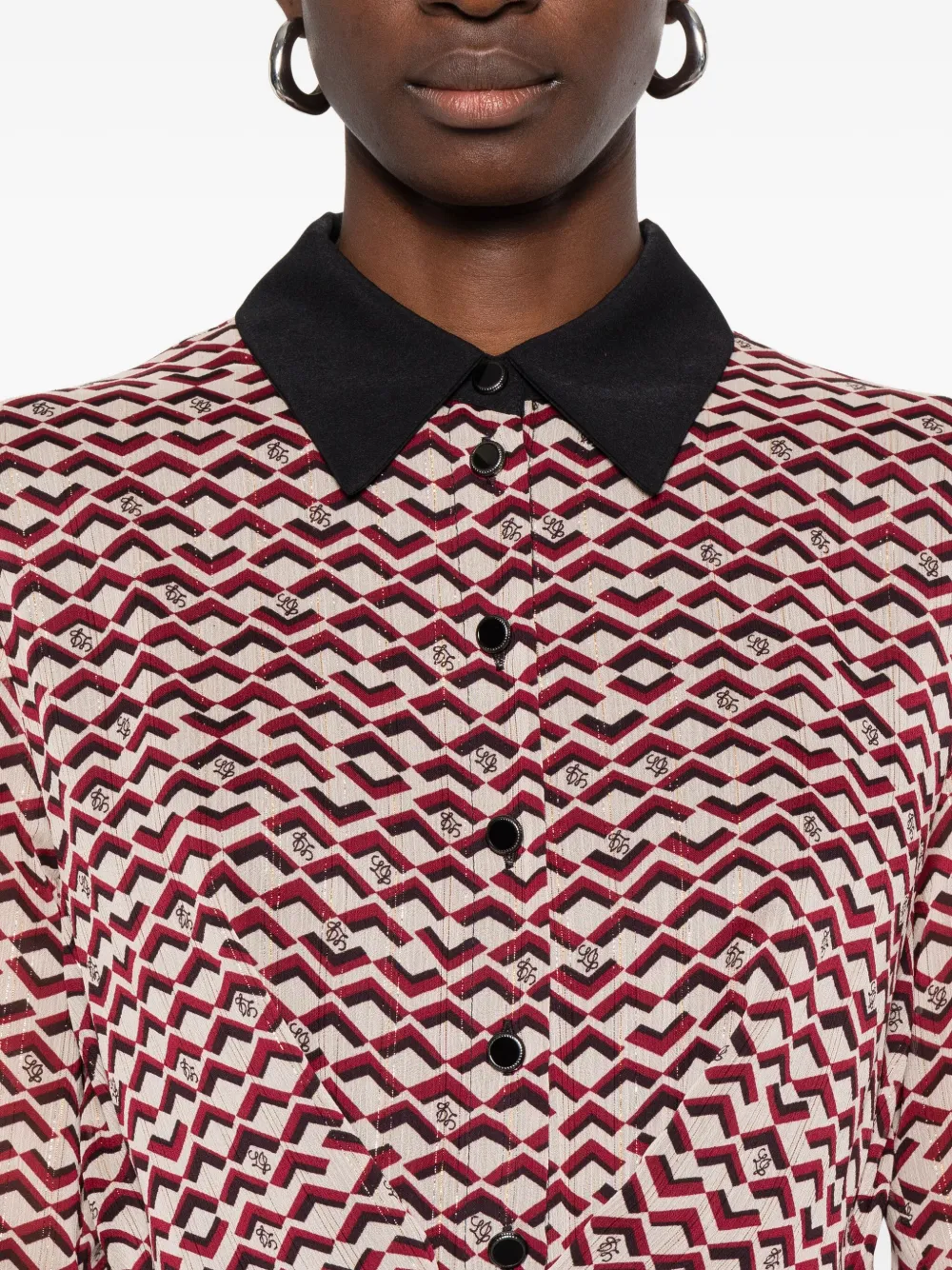 LIU JO Jurk met geometrisch patroon en kraag Beige