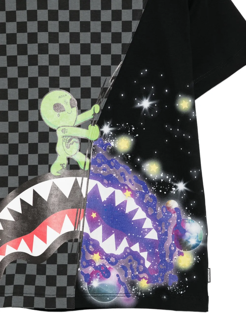 sprayground kid T-shirt met geruit patroon Zwart