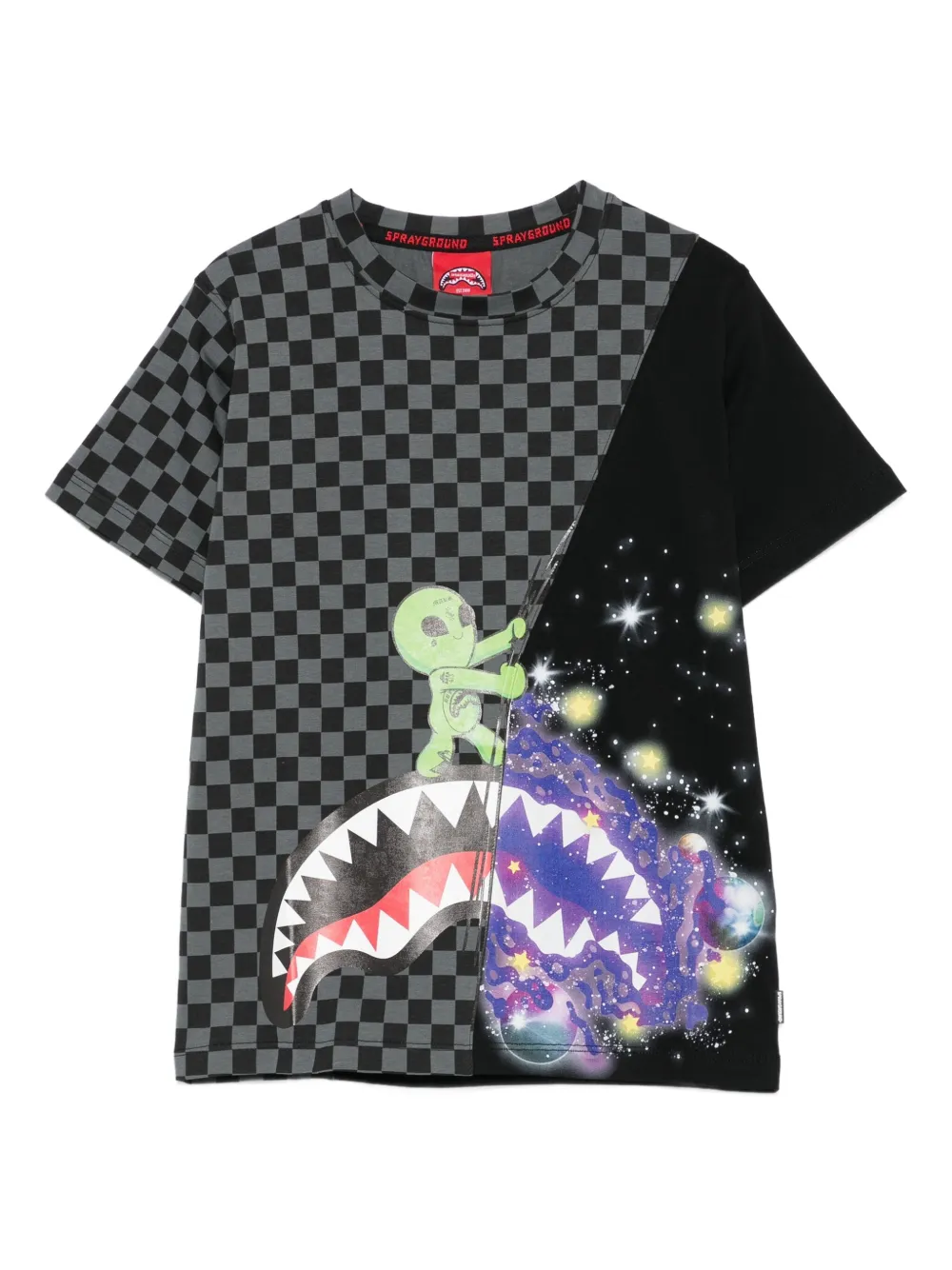 sprayground kid playera con motivo de cuadros de ajedrez | negro | Image 1