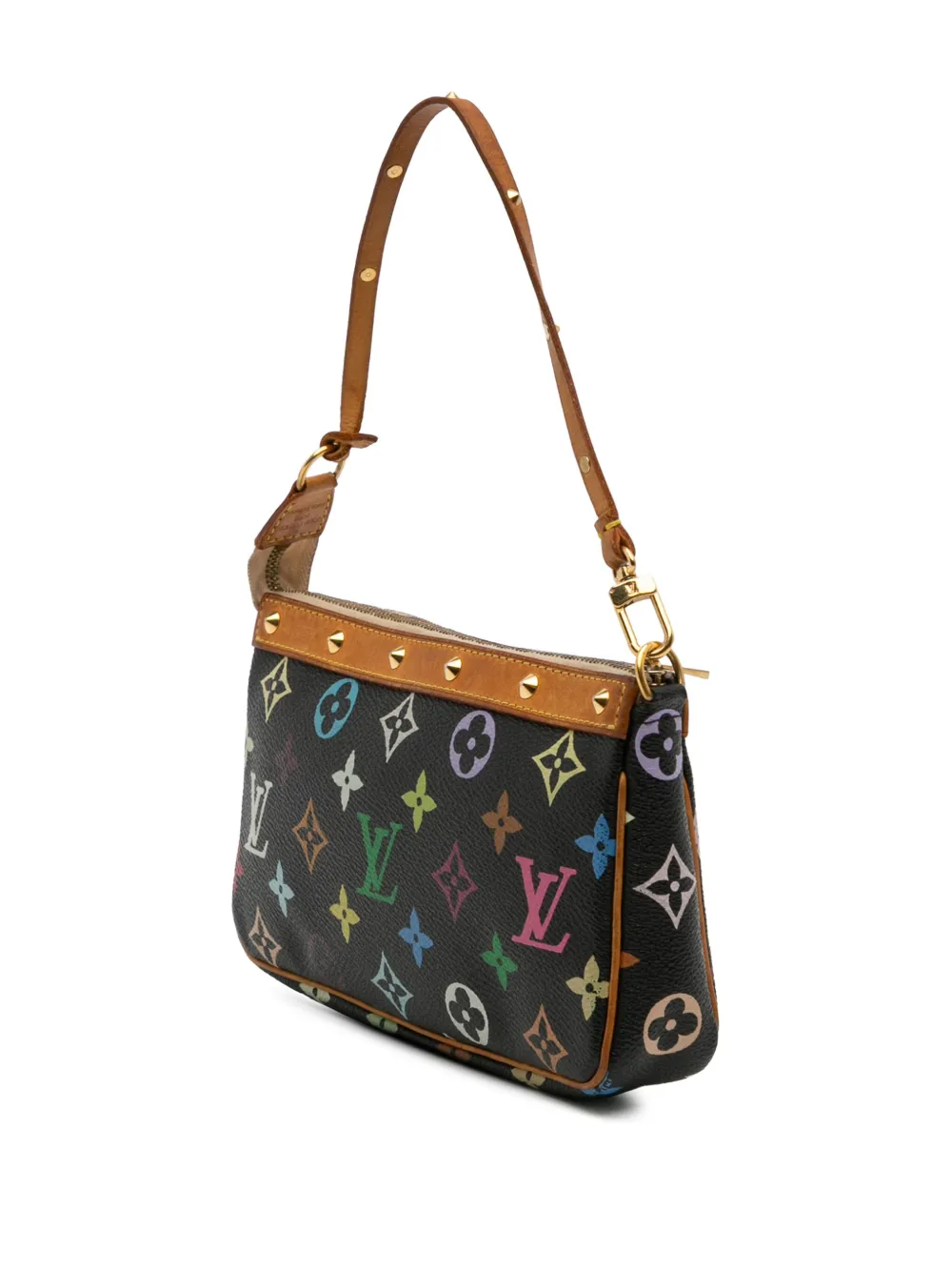 Pre-owned Louis Vuitton 2003 Monogram Multicolore Pochette Accessoires Shoulder Bag In Black