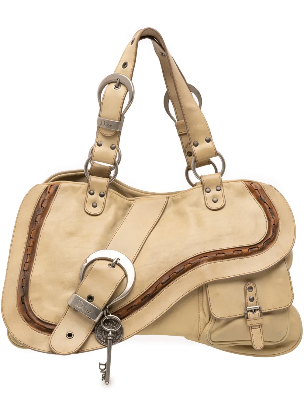 Christian Dior Pre-Owned 2006 Calfskin Gaucho Double Saddle shoulder bag | Brown | Image 1