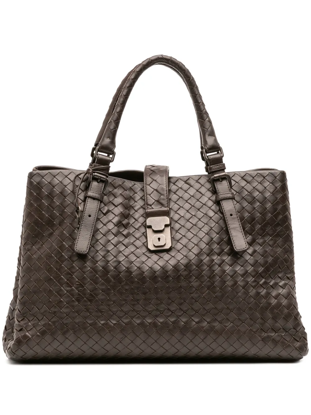 Pre-owned Bottega Veneta 2011 Medium Nappa Intrecciato Roma Tote Bag In Brown