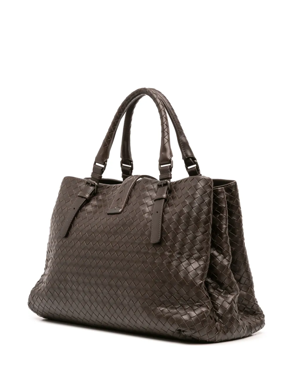 Pre-owned Bottega Veneta 2011 Medium Nappa Intrecciato Roma Tote Bag In Brown