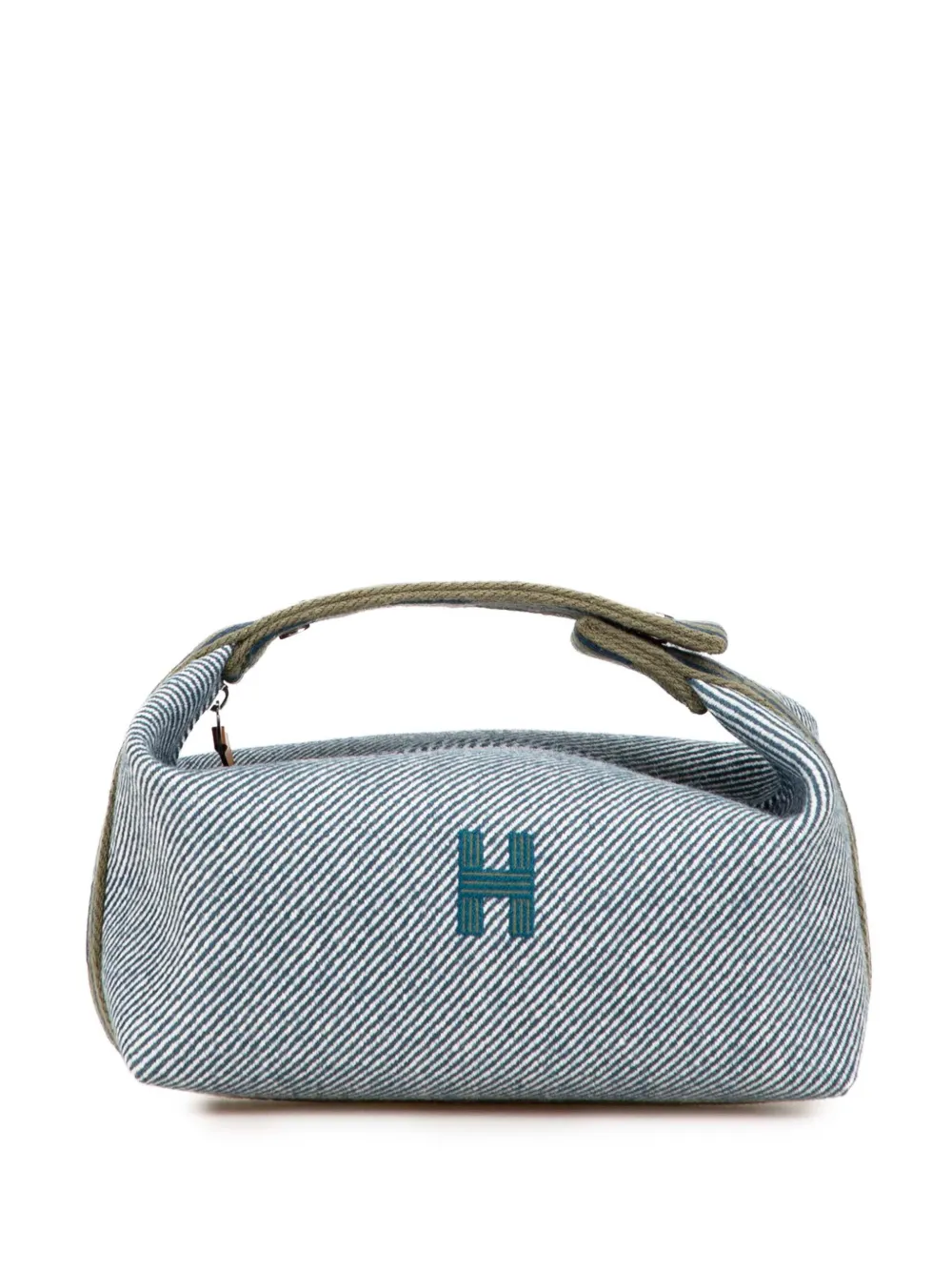Pre-owned Hermes 2021-2025 Small Wool Bride A Brac H Natte Case Vanity Bag In Blue