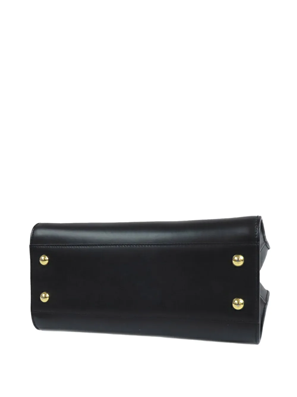 Pre-owned Saint Laurent 2013-2025 Baby Leather Monogram Cabas Satchel In Black