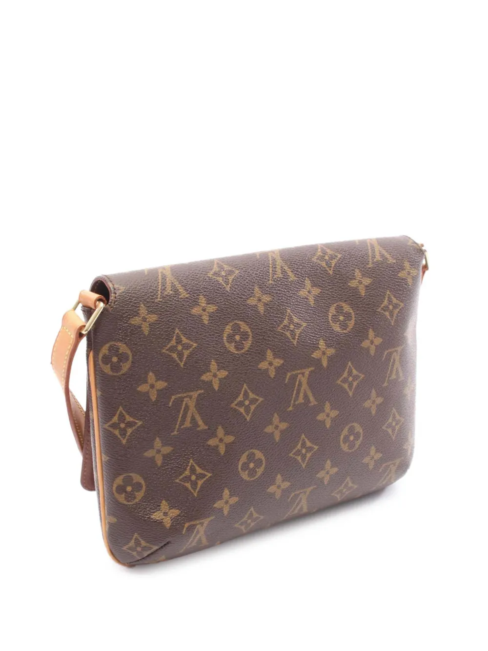 Pre-owned Louis Vuitton 2002 Monogram Musette Tango Short Strap Shoulder Bag In Brown
