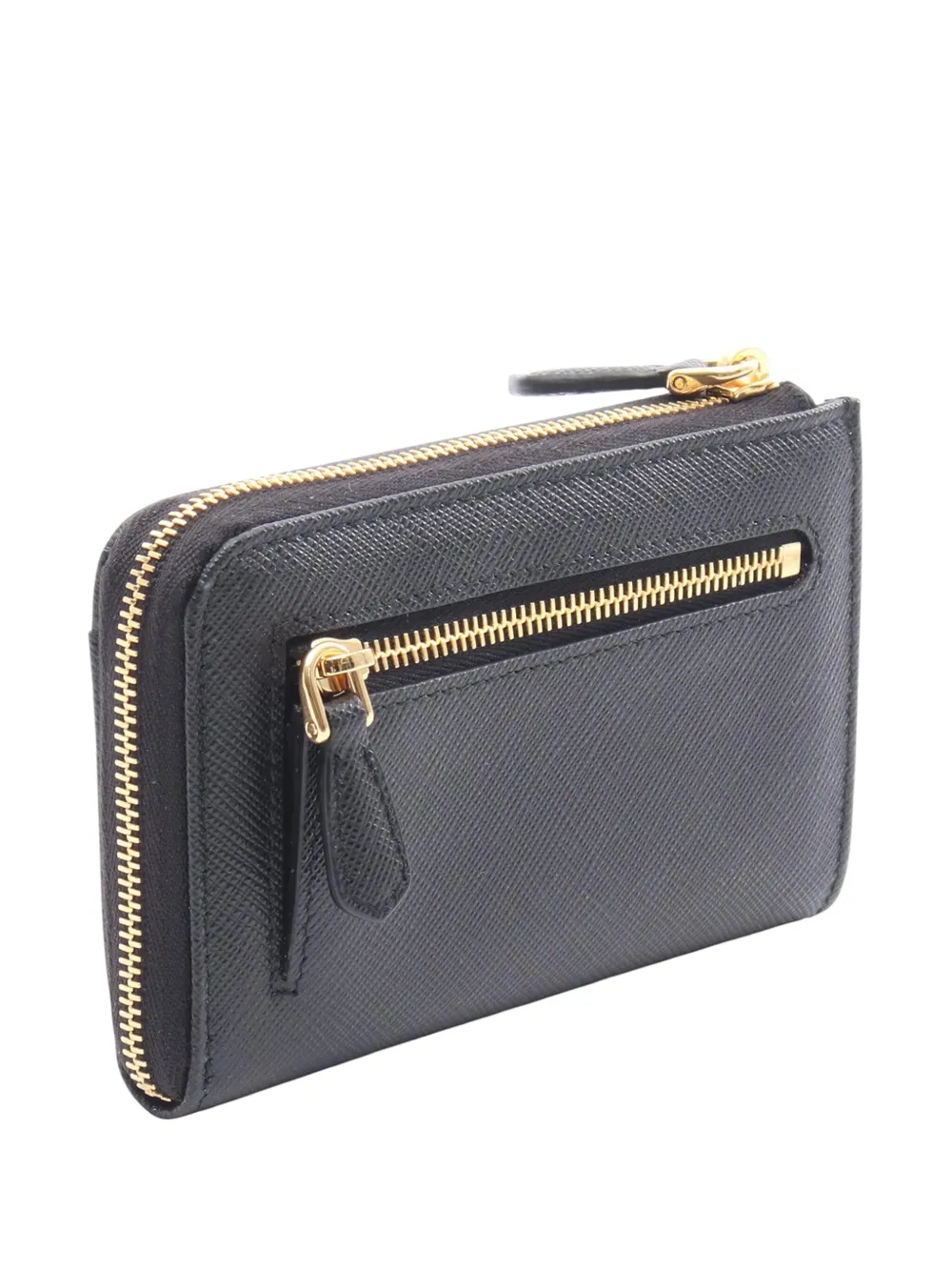 Pre-owned Prada 2013-2025 Saffiano Zip Case Coin Pouch In Black