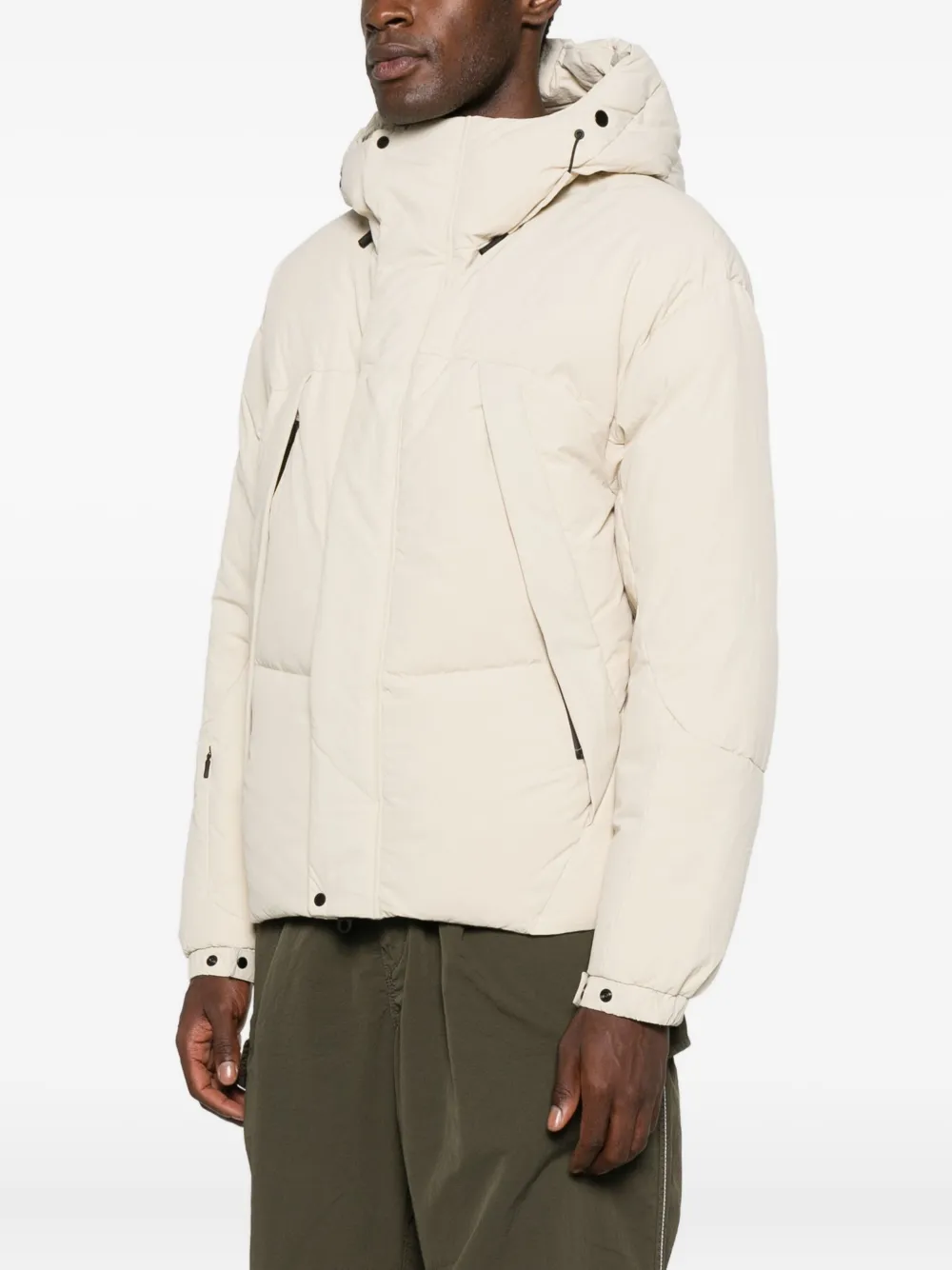 Jg1 Padded Hooded Coat In Neutral
