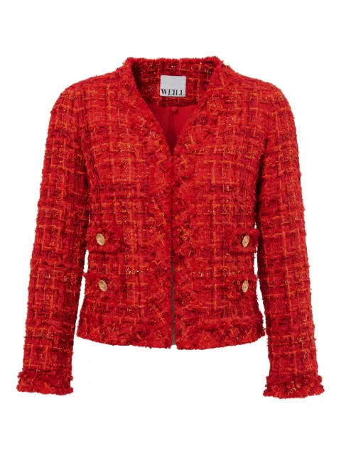 WEILL PARIS v-neck fringed tweed jacket