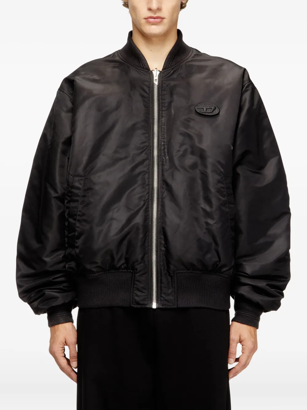 Diesel Gewatteerd jack met logo applicatie Zwart