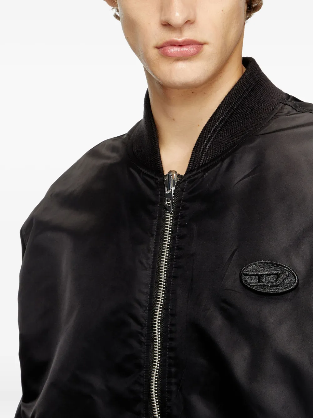 Diesel Gewatteerd jack met logo applicatie Zwart