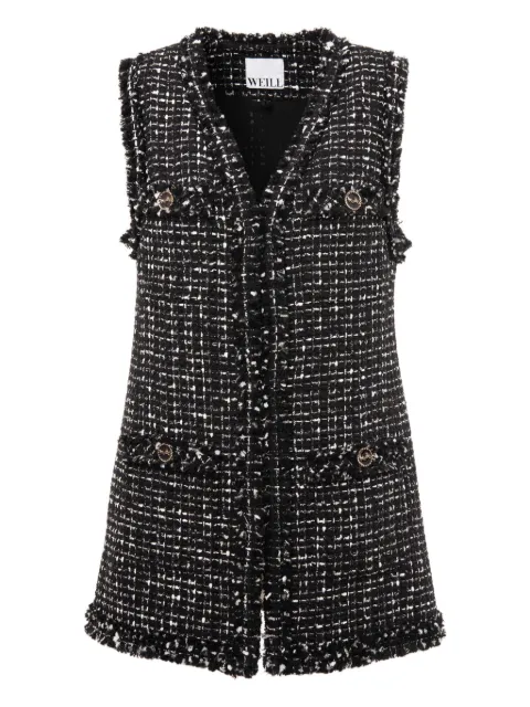 WEILL PARIS fringed tweed sleeveless jacket