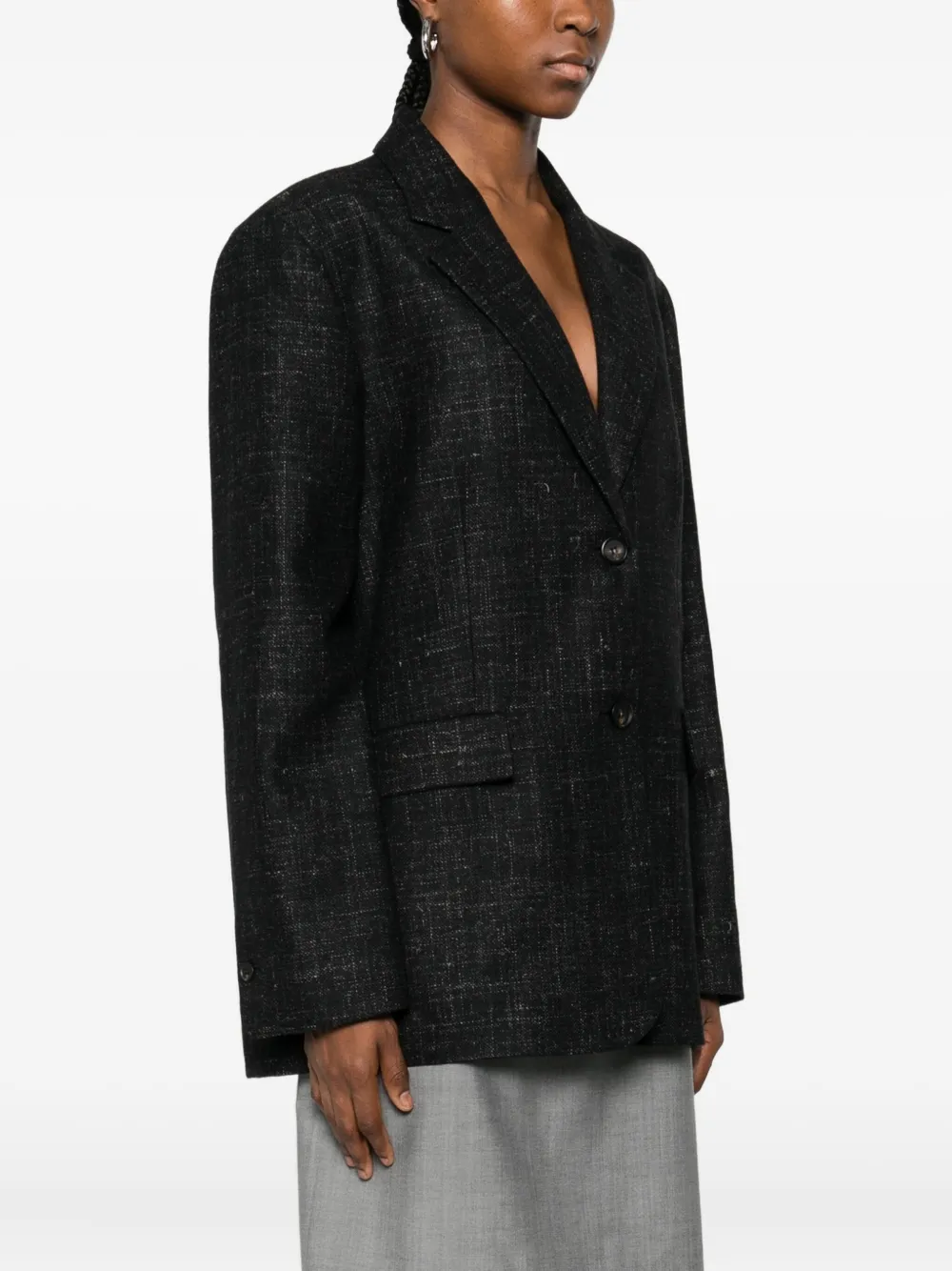 Su Buttoned Flap-pocket Jacket In Black