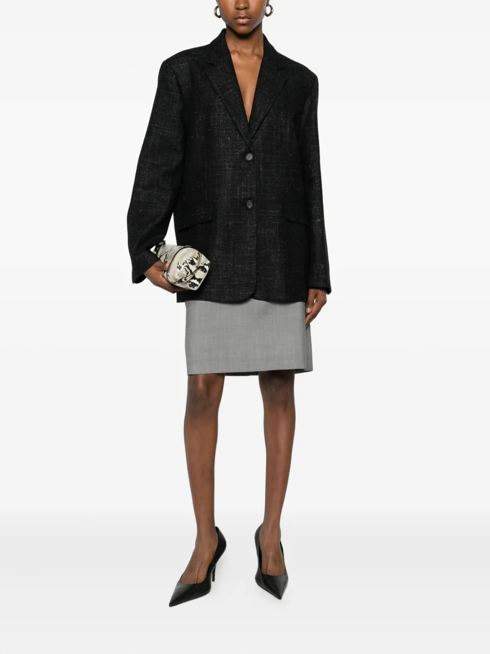 Su Buttoned Flap-pocket Jacket In Black