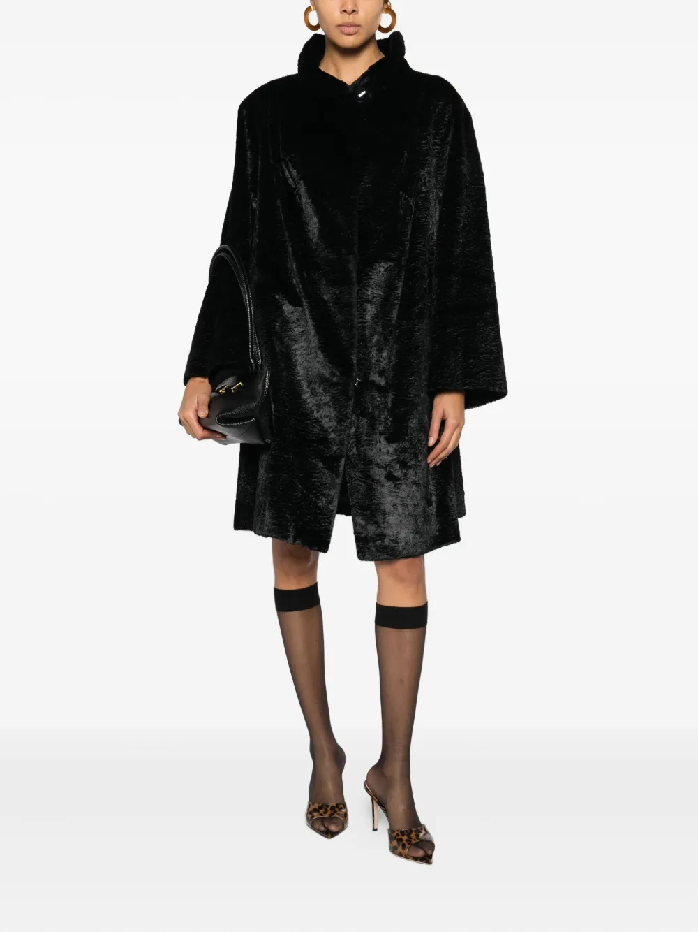 Pre-owned A.n.g.e.l.o. Vintage Cult 1980s Collared Coat In Black