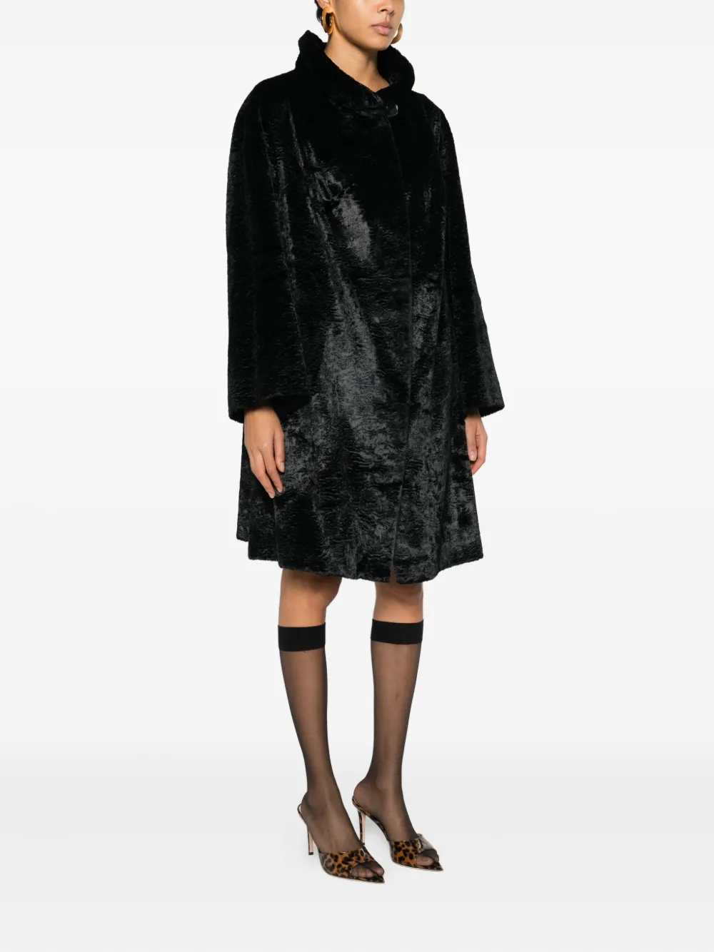 Pre-owned A.n.g.e.l.o. Vintage Cult 1980s Collared Coat In Black