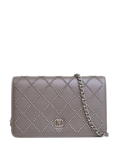 CHANEL Pre-Owned 2019 CC Studded Calfskin Crystal Wallet On Chain crossbody bag
