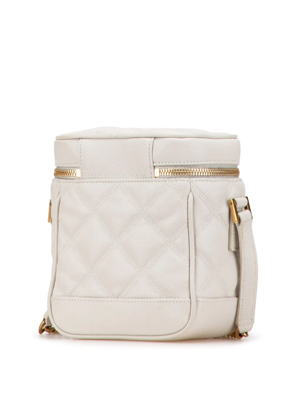 Pre-owned Saint Laurent 2021 Grain De Poudre Quilted 80's Vanity Bag Crossbody Bag In White