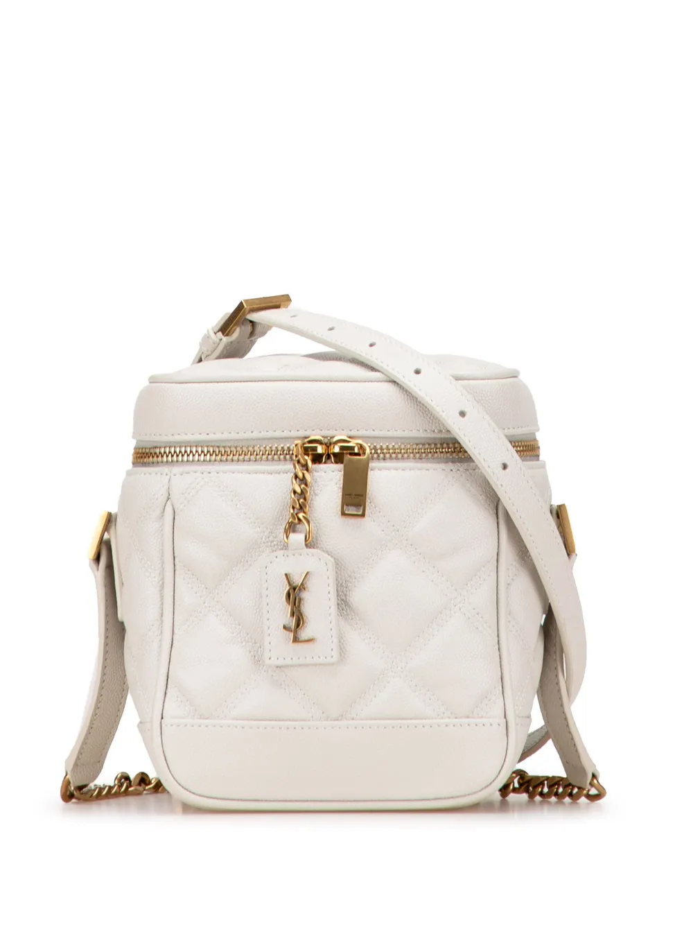 Saint Laurent Pre-Owned 2021 Grain de Poudre Quilted 80's Vanity Bag crossbody bag | White | Image 1