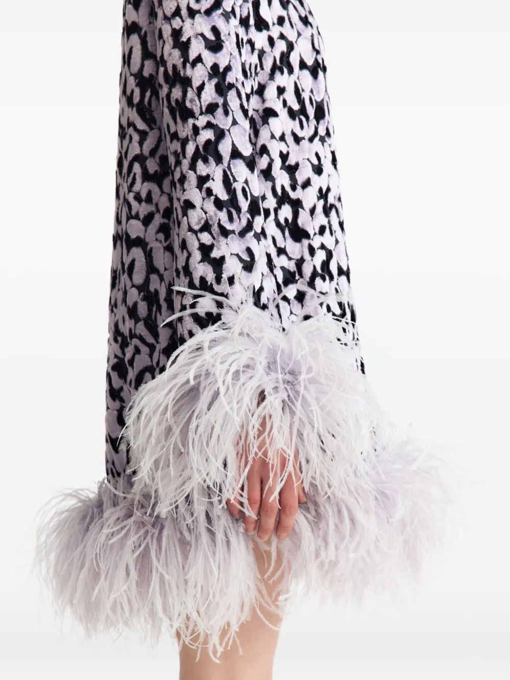 16arlington Hodi Devoré Feather Mini Dress In Purple