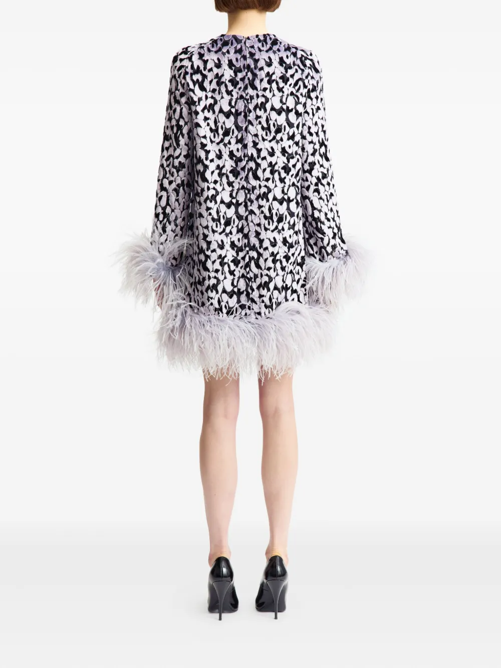 16arlington Hodi Devoré Feather Mini Dress In Purple