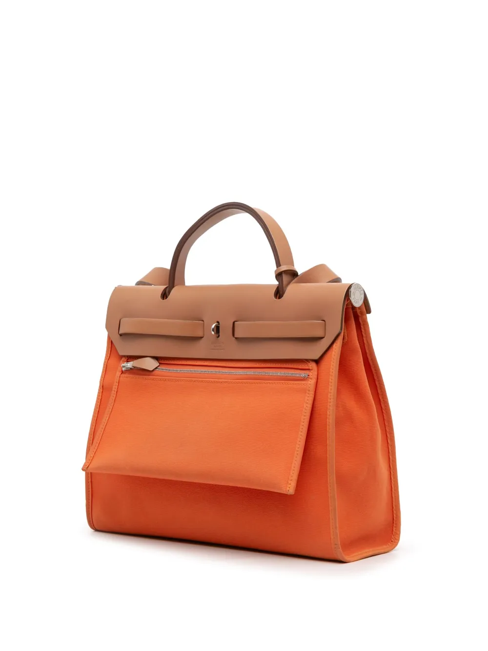 Pre-owned Hermes 2011 Toile Herbag Zip 31 Satchel In Brown