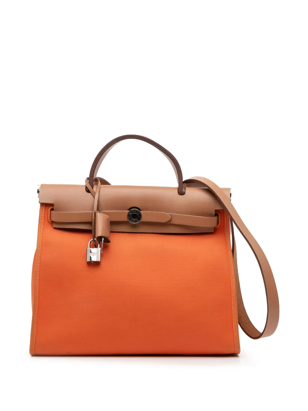 Pre-owned Hermes 2011 Toile Herbag Zip 31 Satchel In Brown