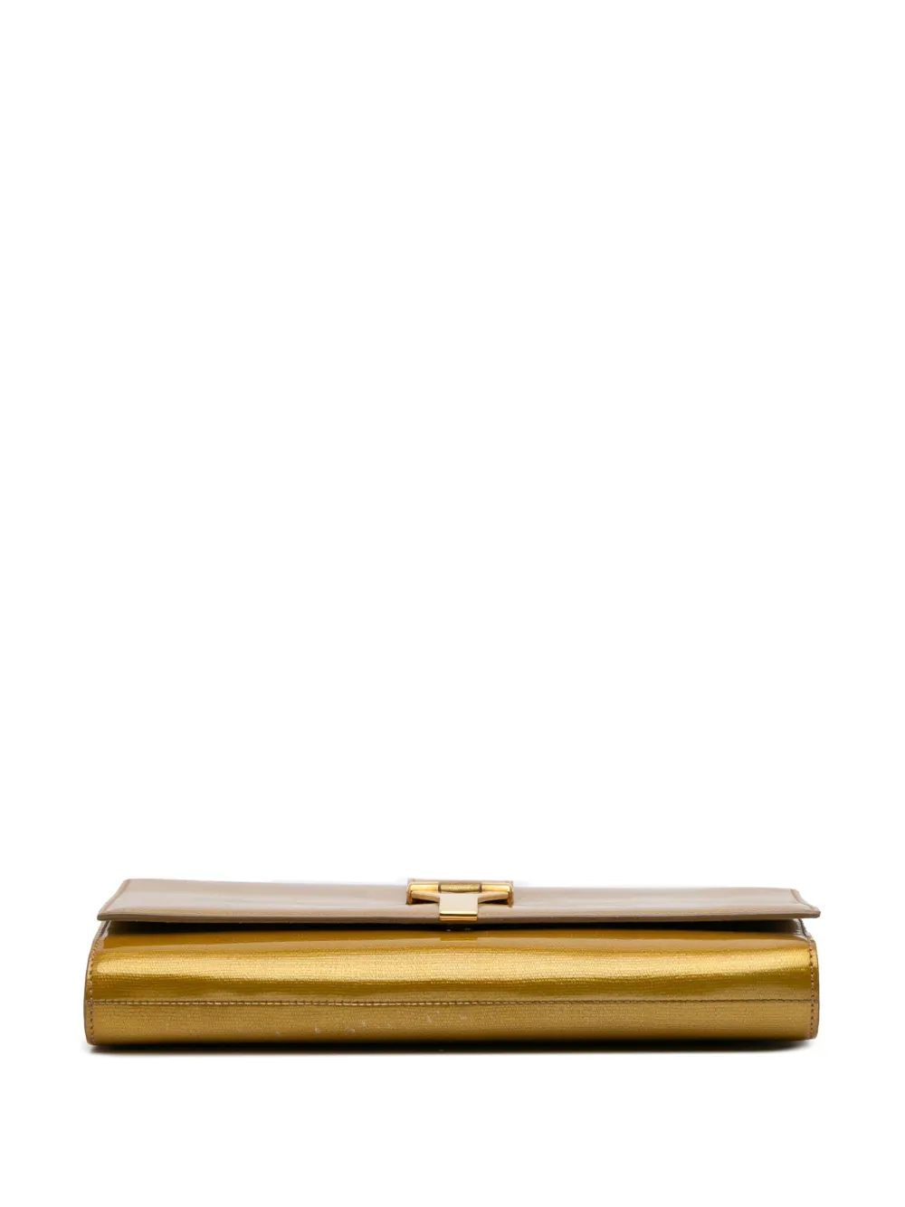 Pre-owned Saint Laurent 2000-2012 Patent Chyc Ligne Clutch Bag In Gold